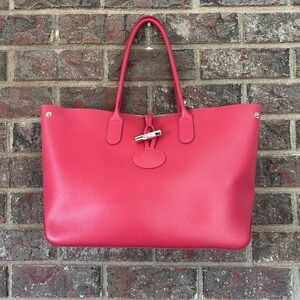 Longchamp Roseau Toggle Leather Tote Shoulder Bag